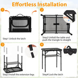 Tangkula Folding Camping Table w/Robust Aluminum Build & Large Storage Net