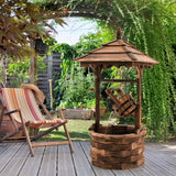 Tangkula Outdoor Wishing Well Water Fountain, 22.5" x 22.5" x 48.5"