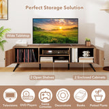 Tangkula 2-Door TV Stand for TVs up to 65 Inch with Open Shelves