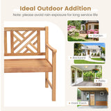 Tangkula Patio Acacia Wood Bench, 2-Person Outdoor Loveseat Chair