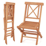 Tangkula Teak Wood Folding Patio Chairs Set of 2/4 with X-Shaped Support