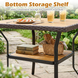 Tangkula 37" Square Wood Patio Dining Table for 4