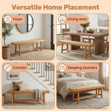 Tangkula 63-Inch Teak Wood Outdoor Bench Backless(1/2)