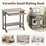 Tangkula Rolling Computer Desk Cart with Keyboard Tray