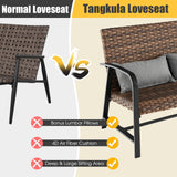 Tangkula 2 Pieces Patio Wicker Furniture Set with 4D Air Fiber Cushion