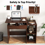 Tangkula Lift Top Computer Desk, Small Standing Laptop Desk with 2 Hidden Compartments & 2 Open Storage Shelves