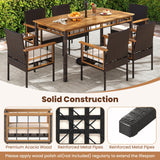 Tangkula 7 Pieces Wicker Patio Dining Set