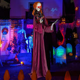 Tangkula 6 FT Halloween Animatronic Skeleton Girl with Book