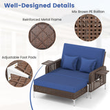 Tangkula Patio Rattan Daybed with 4-Level Adjustable Backrest