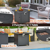 Tangkula 32 Inch Patio Propane Gas Fire Table, 50,000 BTU Square Fire Pit Table