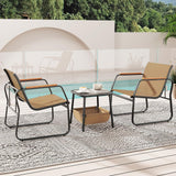 Tangkula 3 Pieces Patio Furniture Set with Breathable Mesh Fabric and Metal Frame