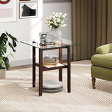 Tangkula Square Glass Side Table