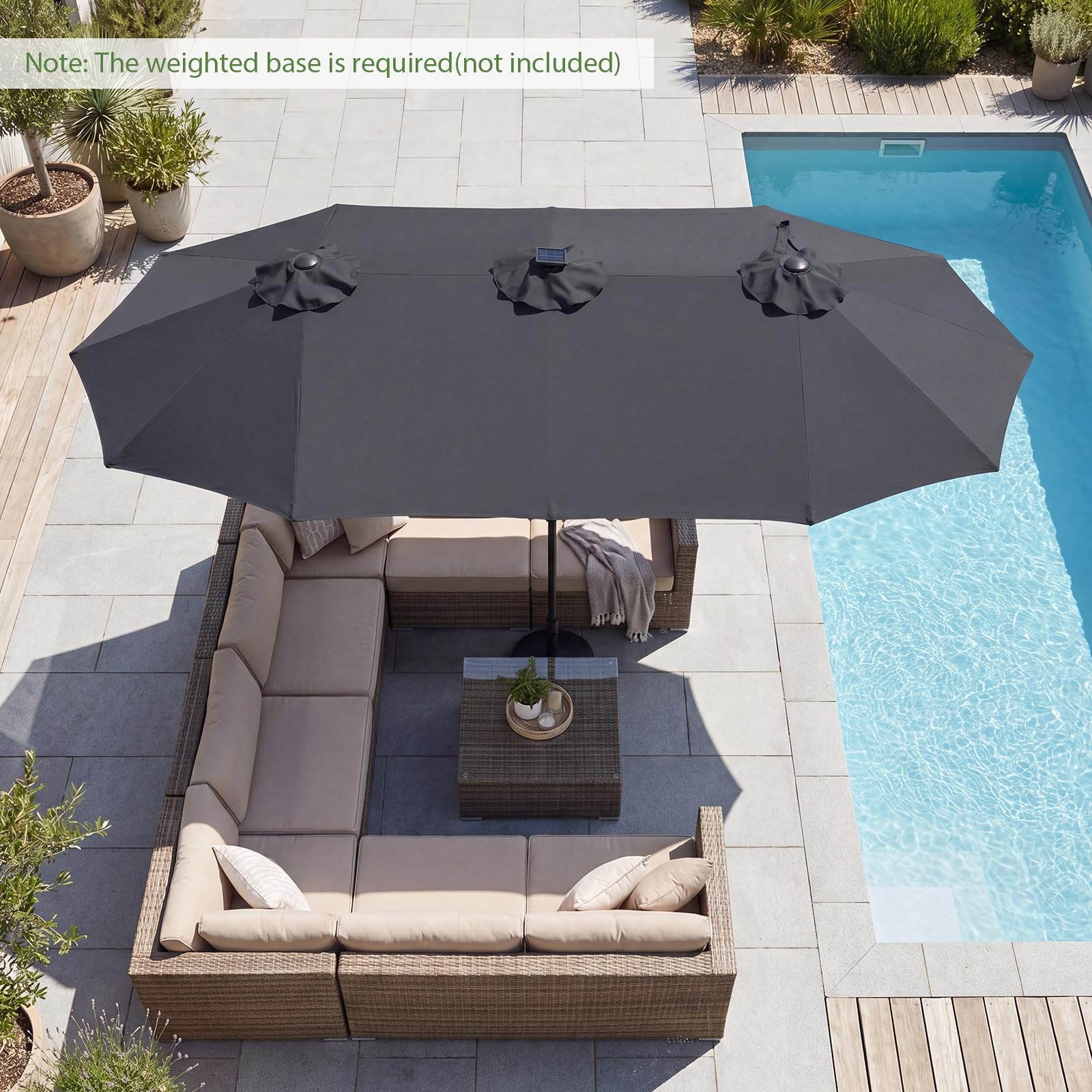 13 foot patio umbrella with solar lights Tangkula 13 Ft Solar Patio Umbrella 36 LED Lights Crank Handle 12 Stur – tangkula