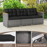 Tangkula 3 Seat Patio Couch Sofa with Thick Cushion for Porch