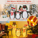 Tangkula 3-Piece Christmas Lighted Penguin Family