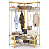 Tangkula Corner Hall Tree, 70 Inch Coat Rack with Bench and Shoe Storage