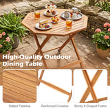 Tangkula 37.5" Acacia Wood Octagonal Folding Patio Table with Slatted Tabletop (1/2)