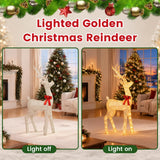 Tangkula 5.2 FT Christmas Lighted Reindeer, 3D Pre-lit Head-Shaking Buck