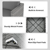 Tangkula Outdoor Patio 3 Seat Sofa Set | PE Rattan Modular Cushioned Sectional Couch Furniture Set