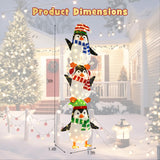 Tangkula Christmas Lighted Penguins Decoration with Warm White Lights and Cute Hats
