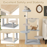 Tangkula Modern Cat Tree, 44 Inch Multi-Level Cat Tower with Removable Padded Top Perch