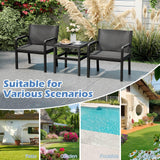 Tangkula 3 Piece Patio Furniture Set with 2 Rattan Armchair & 25" Square Side Table