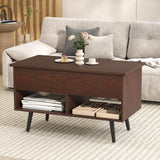 Tangkula Lift Top Coffee Table with Hidden Compartment & 2 Open Shelves
