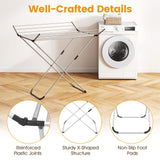 Tangkula Folding Aluminum Clothes Drying Rack with 2 Side Wings