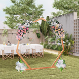 Tangkula 7FT Wedding Arch, Heptagon Wooden Arch for Wedding Ceremony