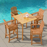 Tangkula Tall Adirondack Chair | Outdoor Acacia Wood Bar Stool with Back