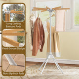 Tangkula 4 Legs Foldable Clothes Drying Rack with 8 Bamboo Hanging Rods and 40 Hanger Slots