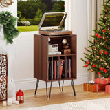 Tangkula 3 Tier Turntable Stand with Charging Station & Sturdy Metal Legs