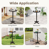 Tangkula 24" Outdoor Round Bar Table Cast Aluminum Heavy Duty Patio High Table with Stable Cross-Shaped Base