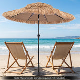 Tangkula 9 FT Solar Tiki Patio Umbrella with PE Grass
