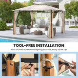 Tangkula 10x12 Ft Gazebo with Netting, 2-Tier Patio Gazebo with Heavy Duty Metal Frame