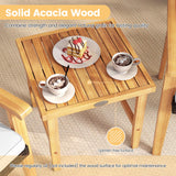 Tangkula 3 Pieces Patio PE Wicker Furniture Set Acacia Wood Outdoor Conversation Bistro Set