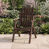 Tangkula Log Wood Patio Chair with Slatted Backrest