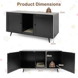 Tangkula Double Cat Litter Box Enclosure | Large Hidden Wooden Cat Cabinet with Scratching Pad