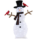 4.2 FT Lighted Christmas Snowman with Redbirds - Tangkula