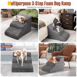 Tangkula Foam Dog Stairs for High Beds, Extra Wide & Deep Pet Ramp