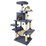 Tangkula 58 Inch Multi-Level Cat Tree Soft Plush Cat Tower with Padded Top Perch