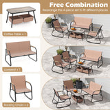 Tangkula 4 Pieces Patio Furniture Set with 2 Rocking Bistro Chairs