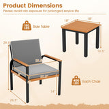 Tangkula 3 Piece Patio Furniture Set Outdoor Conversation Set with Coffee Table