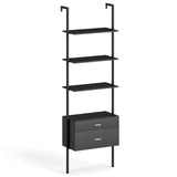 Tangkula Ladder Bookshelf with 4 Open Shelves & 2 Drawers