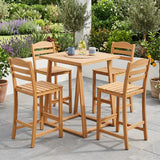Tangkula 29.5" Solid Acacia Wood Bar Stool with Backrest and Footrest (1/2/4)