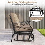 Tangkula 2-Person Swing Gliding Loveseat with Breathable Fabric Seat & Soft Cushions