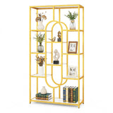 Tangkula 5-Tier Geometric Bookshelf 69”H Tall Freestanding Open Bookcase Modern Luxurious Display Rack