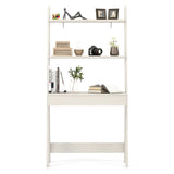 Tangkula Ladder Desk with Countertop & Drawer, Freestanding 2-Tier Ladder Shelf Desk