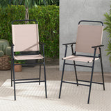 TAGNKULA Outdoor Folding Bar Stool Set of 2/4, Patio Dining Chairs, Outdoor Bar-Height Stools w/Armrests