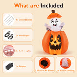 Tangkula 5 FT Halloween Lighted Inflatable Pumpkin with Animated Ghost